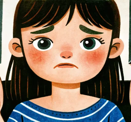 the girl holds two phones in both hands and doesn't know which one to look at, so she has a sad face