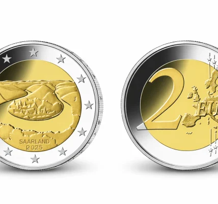 2-Euro-Gedenkmünze Saarland 2025 mit Vorder- und Rückseite.